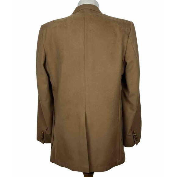 The Gallery By Hagger Vintage Caramel Suede Size 38 Coat Patch Pockets Vented - Picture 3 of 10